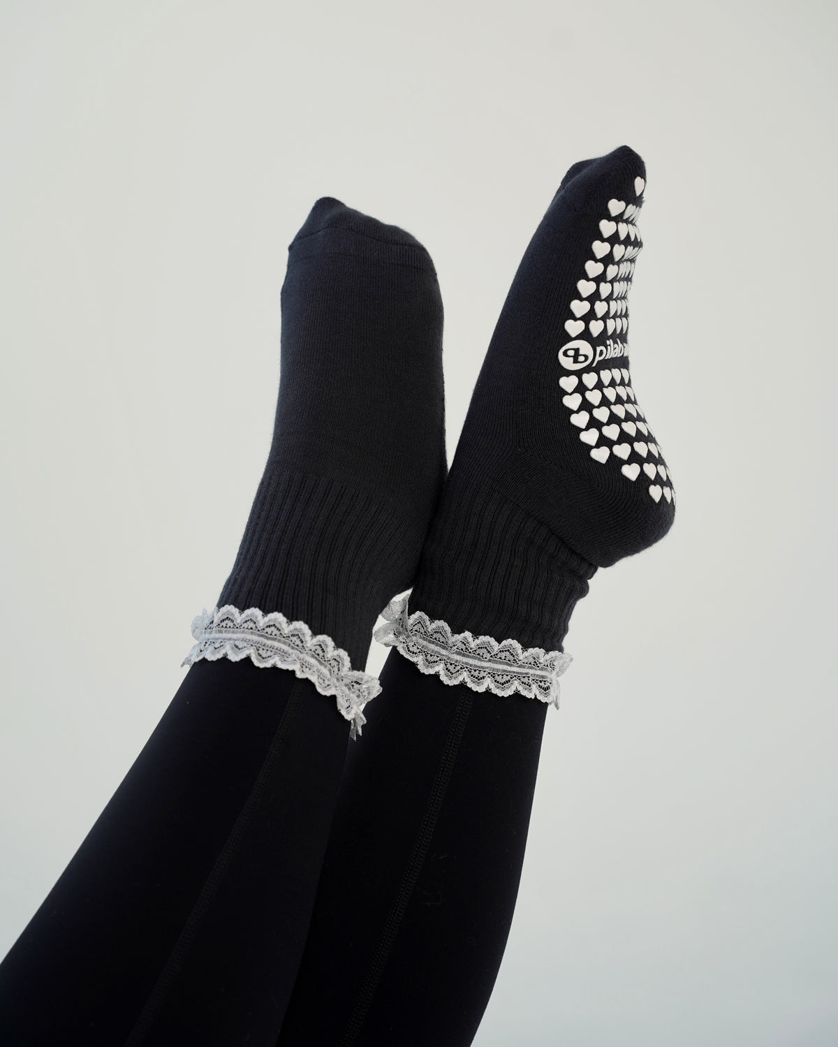 Charcoal Lace Grip Socks