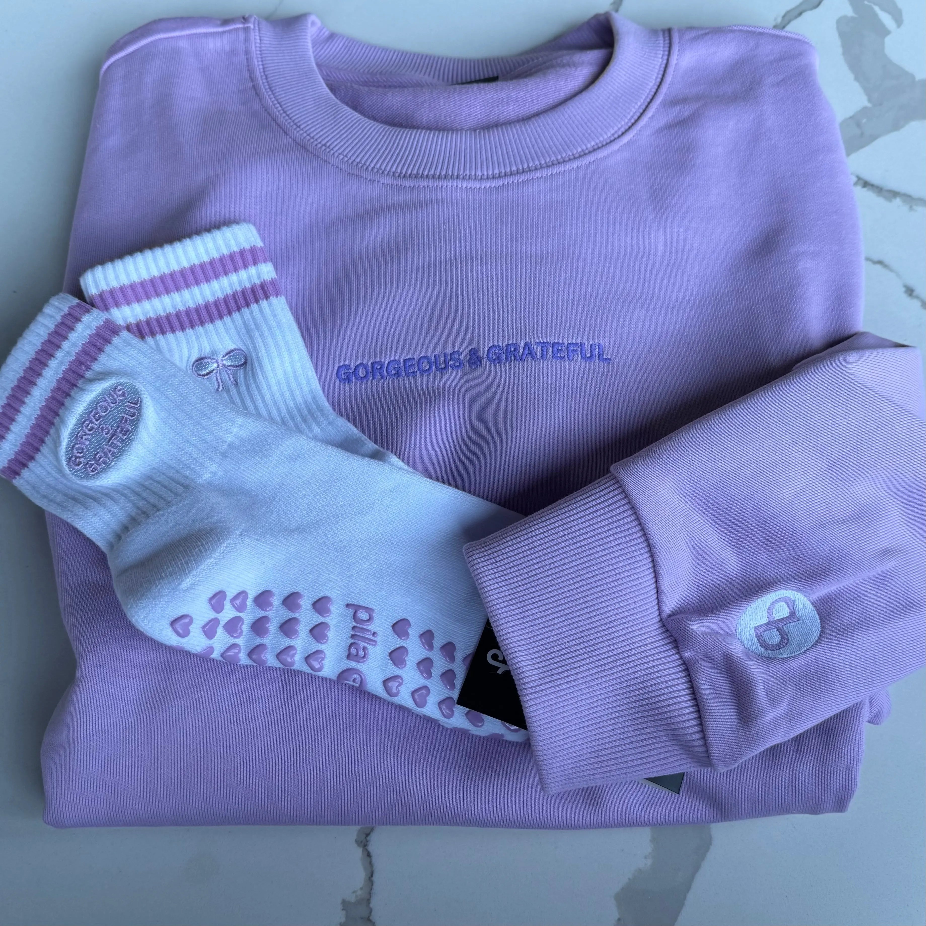 Gorgeous & Grateful Crewneck + Sock Set crewneck Pila-Barre Pila-Barre Gorgeous & Grateful Crewneck + Sock Set