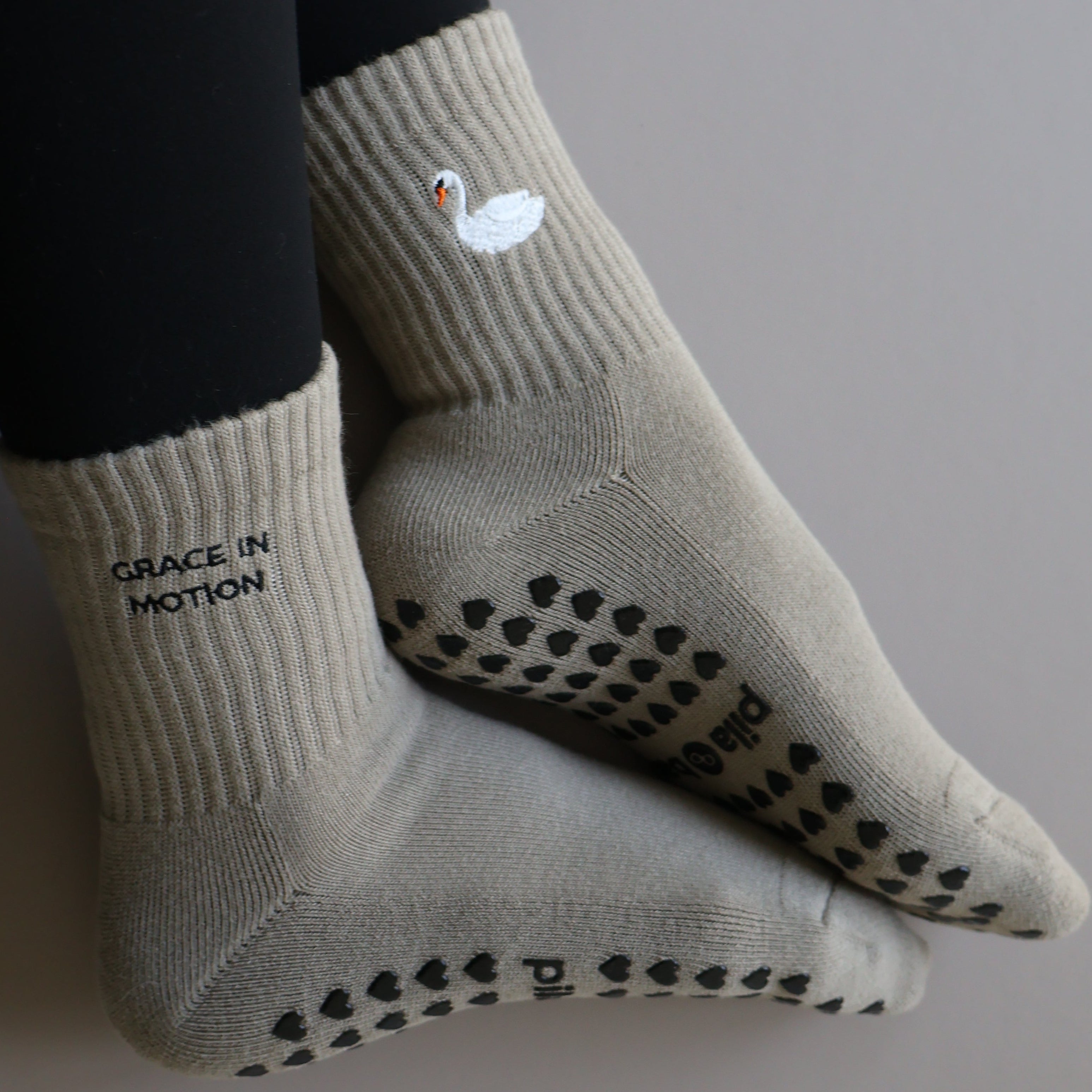 Grace in Motion barre socks with swans