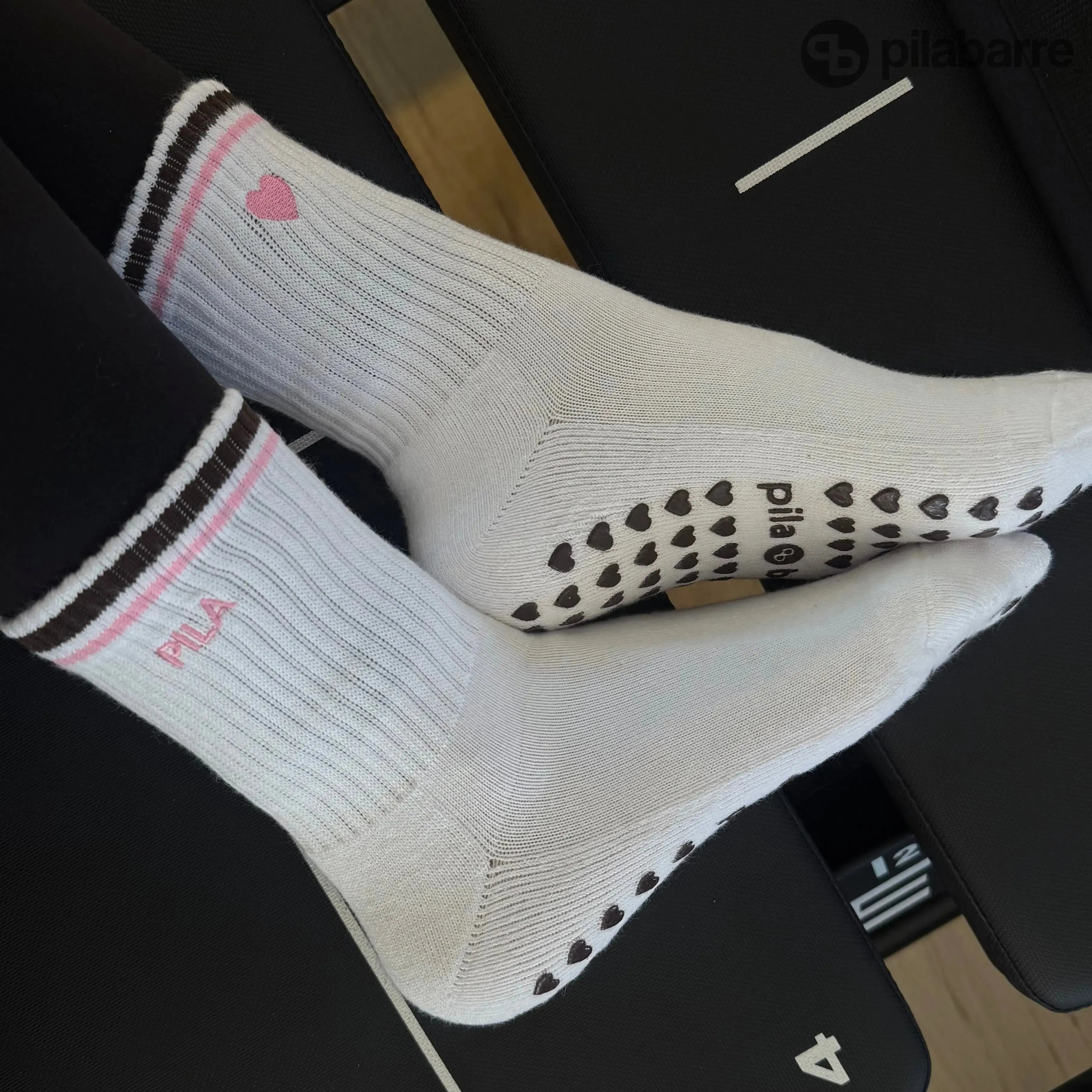 Pila Pink and Brown Grip Socks for Fall
