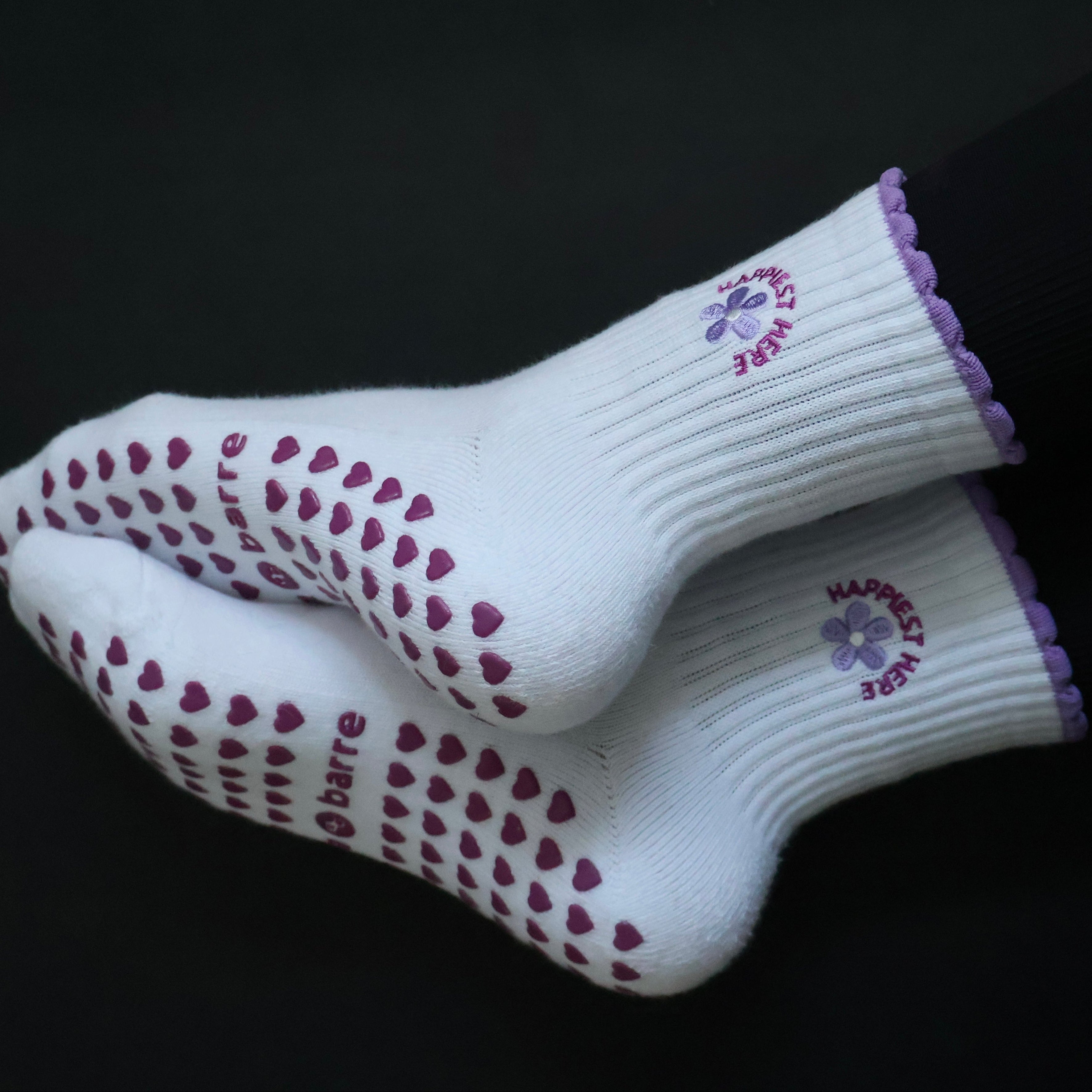 Happiest Here Pilates Socks - Barre socks - Flowers grip socks