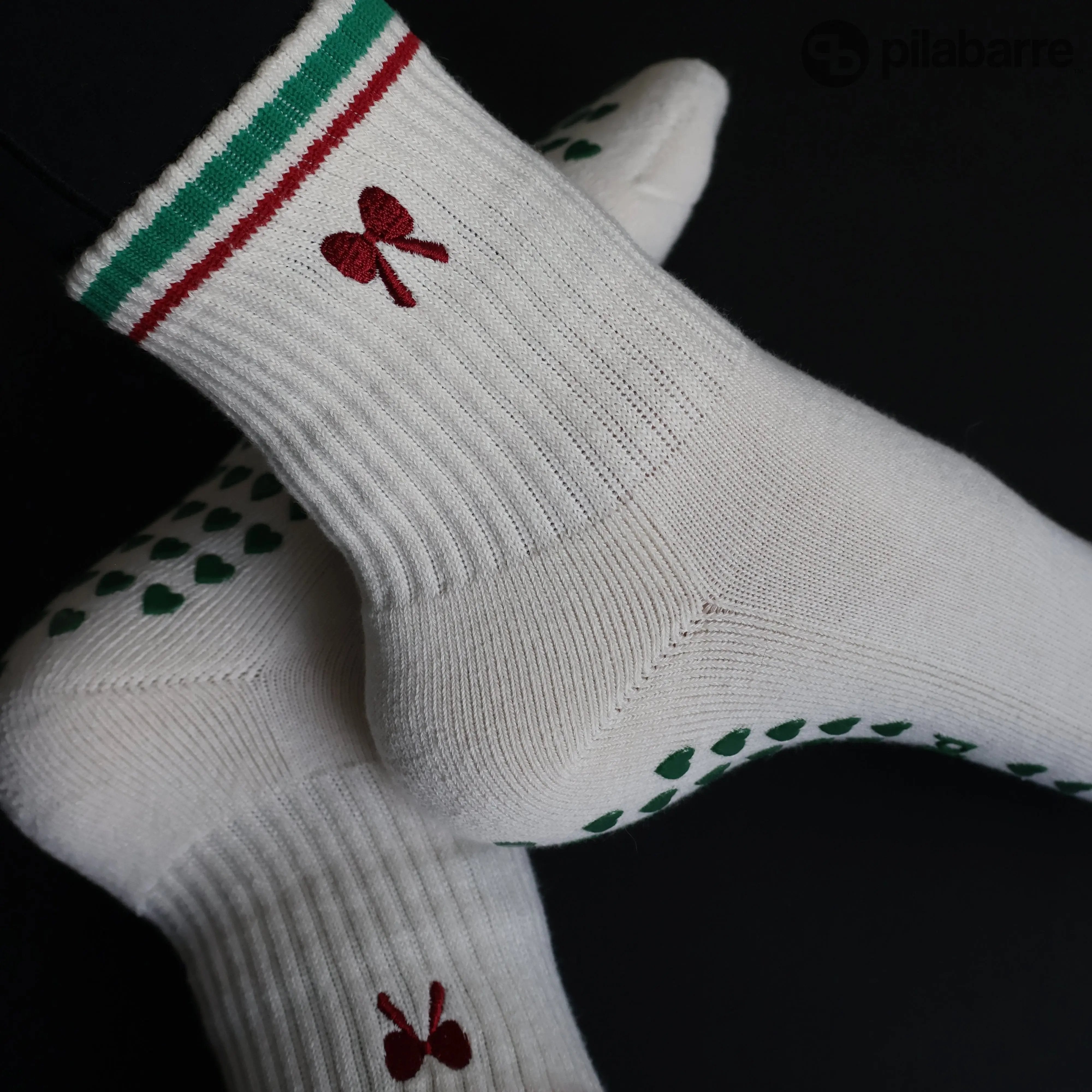 Christmas barre socks with red bow