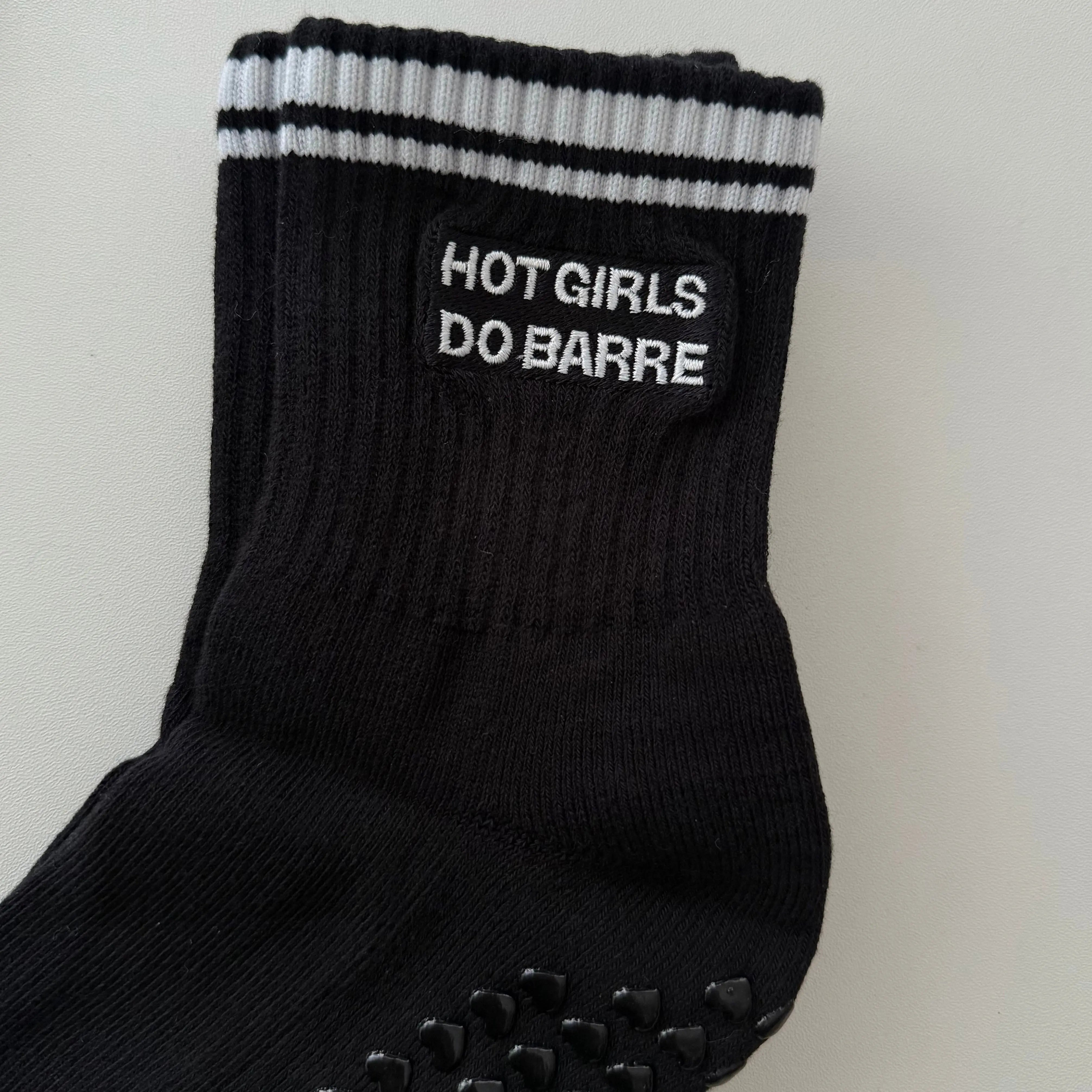 Hot Girls Do BARRE Sock - Black  My Store Pila-Barre Hot Girls Do Barre Grip Socks