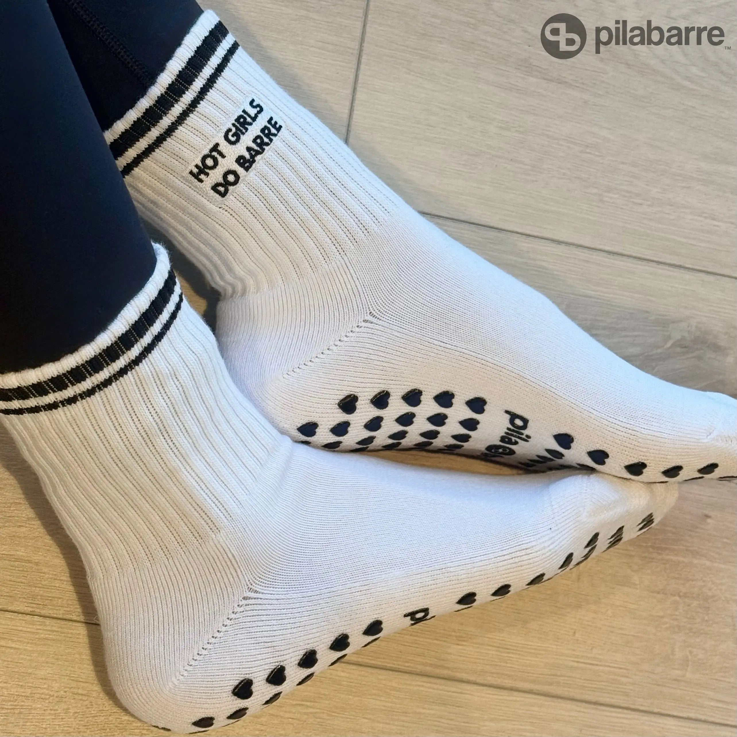 Hot Girls Do BARRE Socks - White/Black My Store