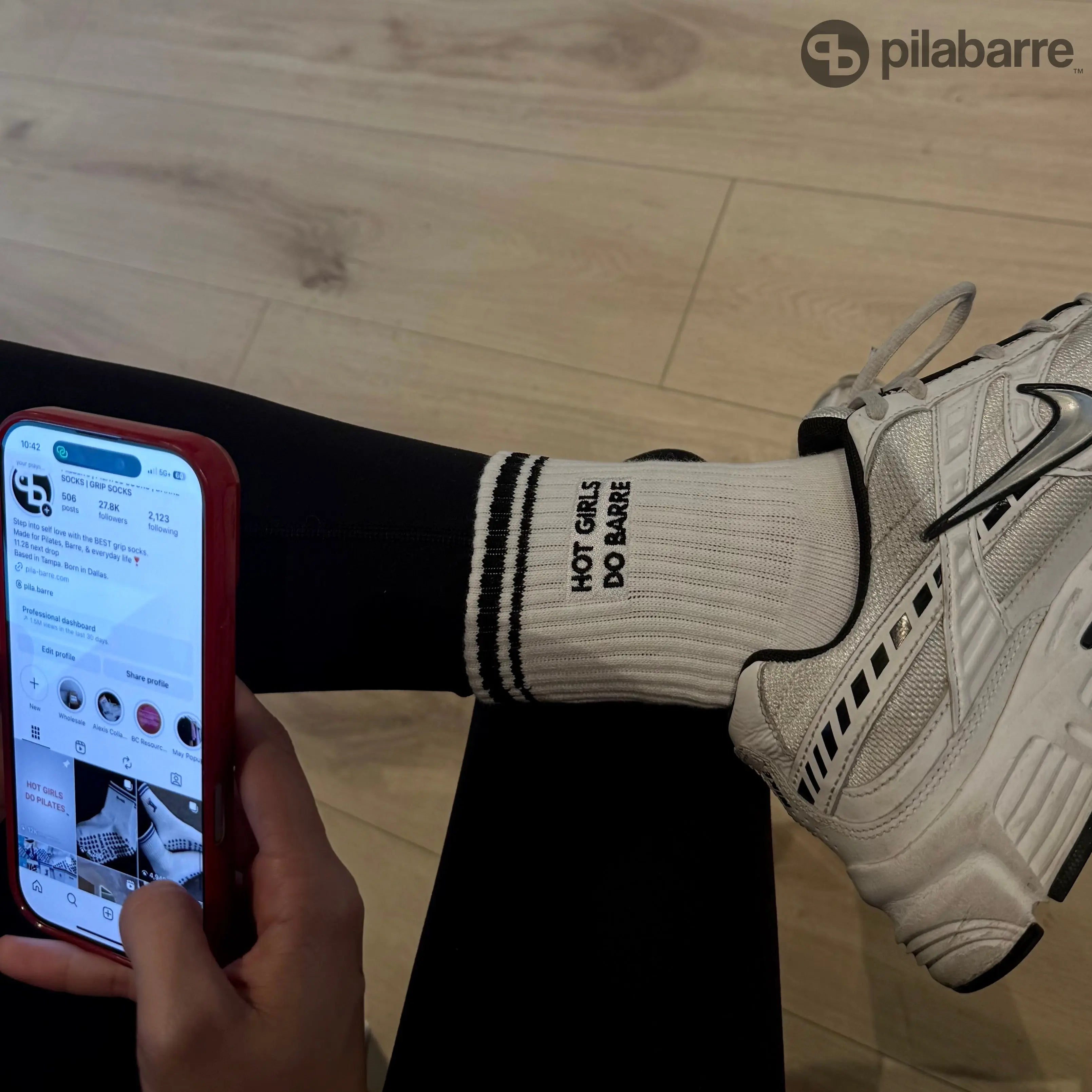 Hot Girls Do BARRE Socks - White/Black My Store
