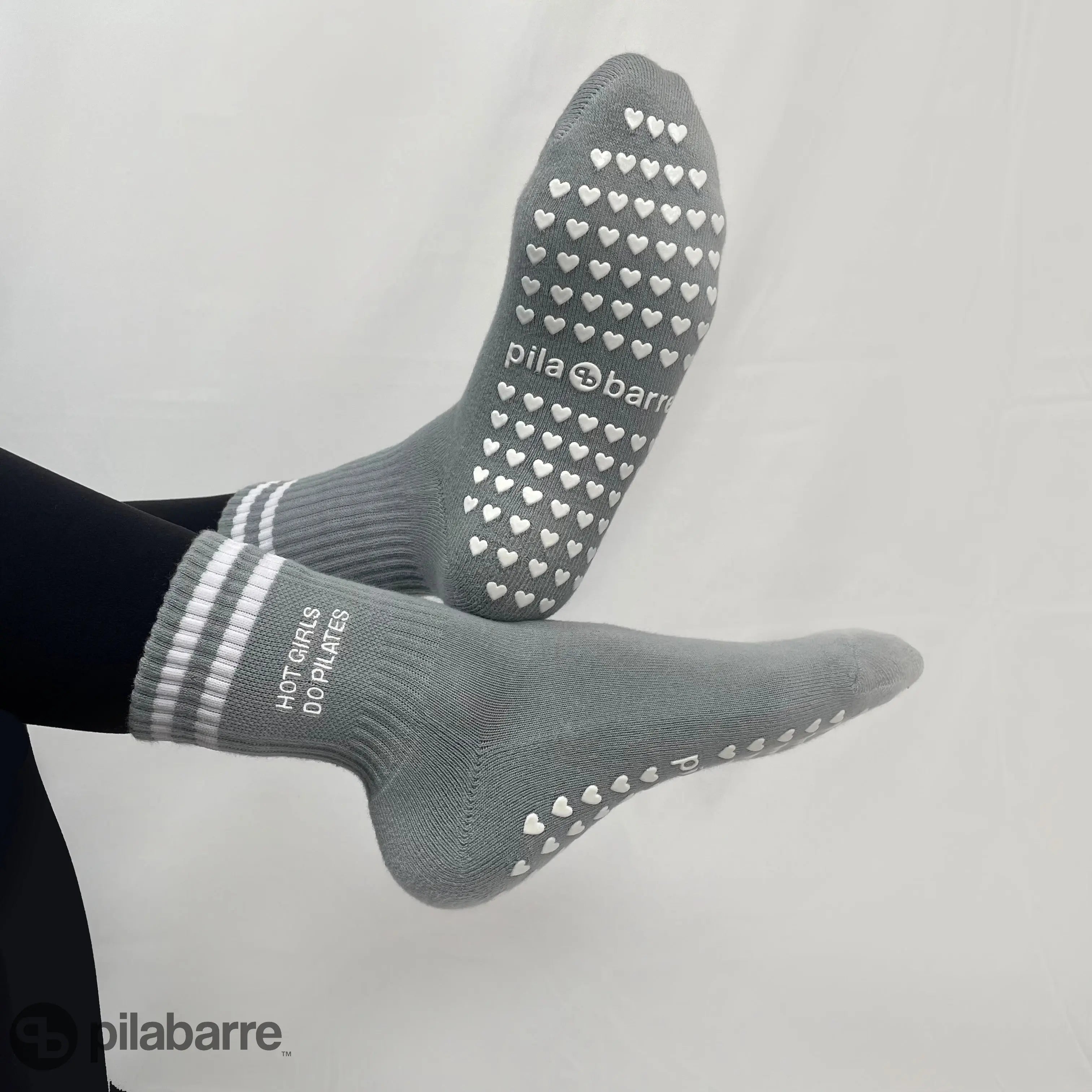 Hot Girls Do PILATES Sock - Gray  My Store Pila-Barre High Hot Girls Do Pilates Sock