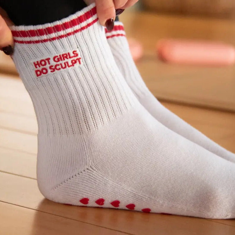 Hot Girls Do SCULPT Socks - White/Red My Store