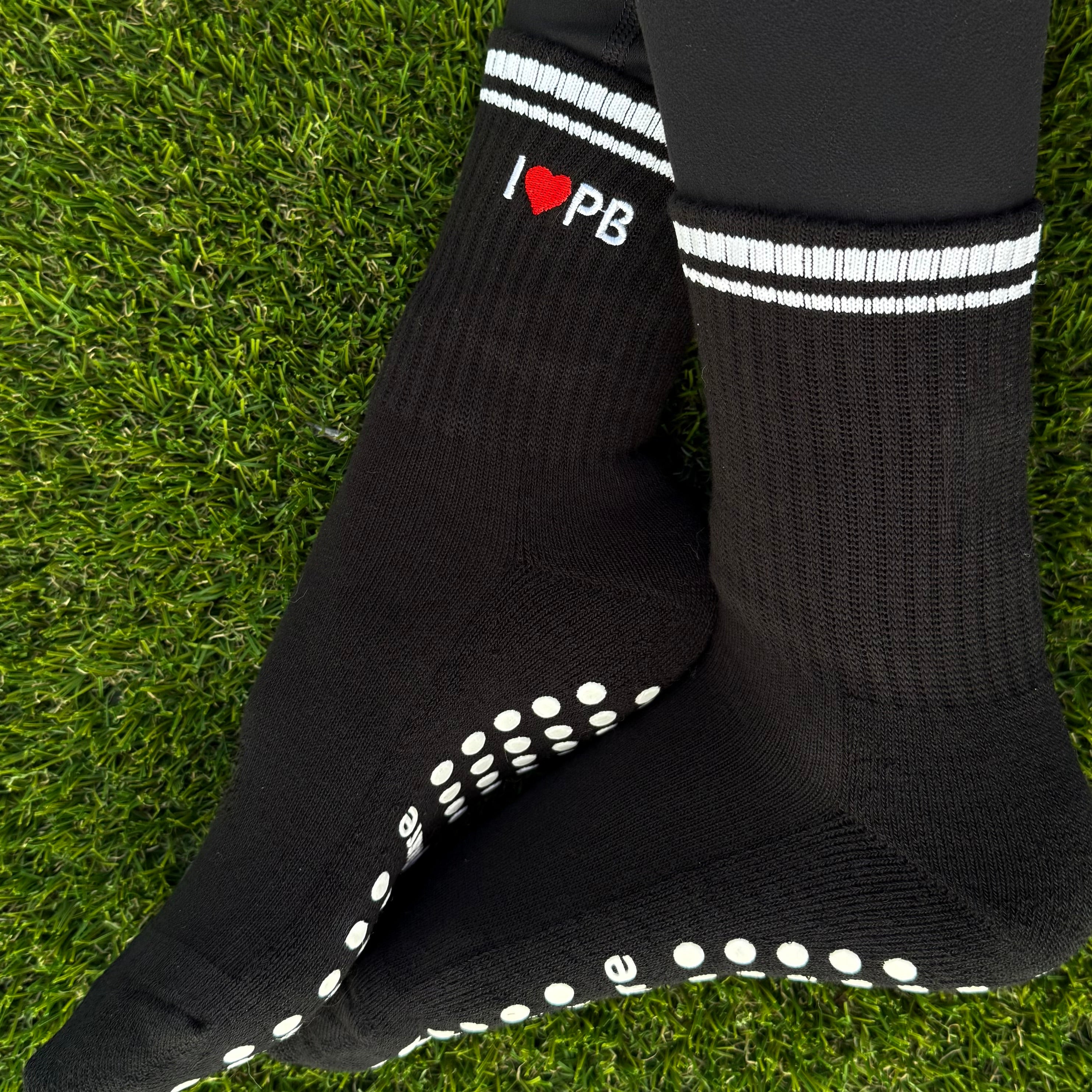 I LOVE PB Black Grip Socks