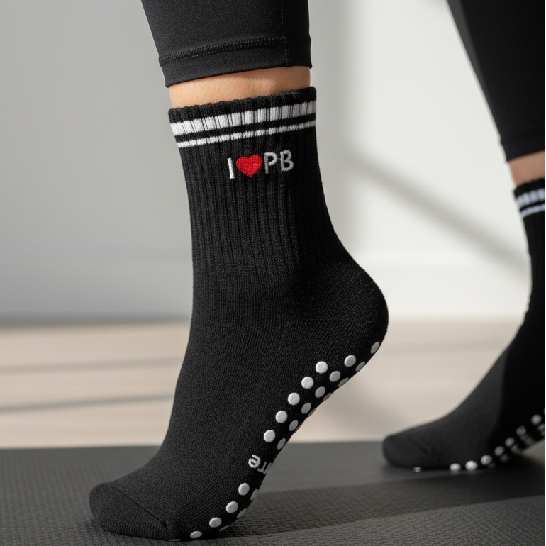 I LOVE PB Black Grip Socks