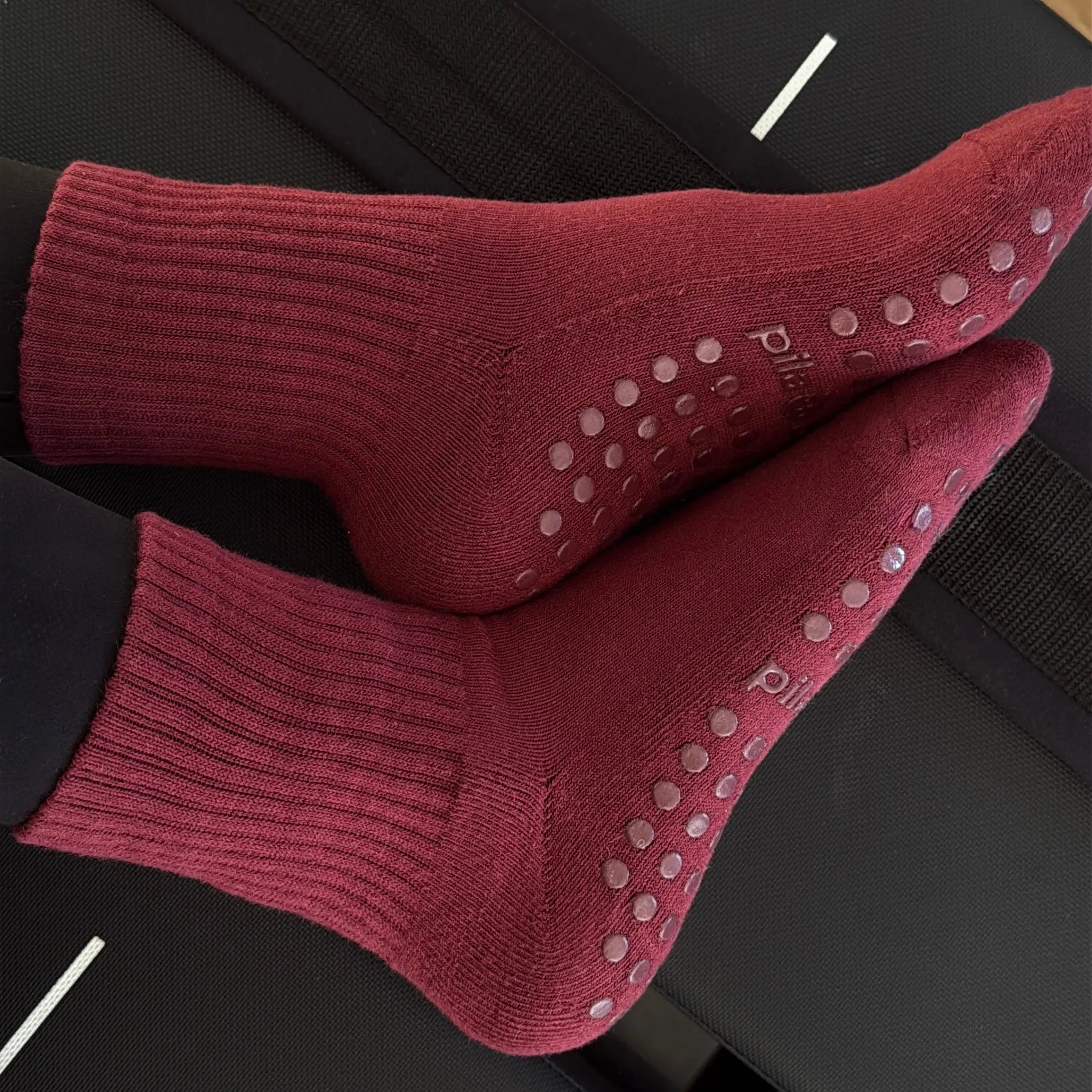 Burgundy Barre Grip Socks