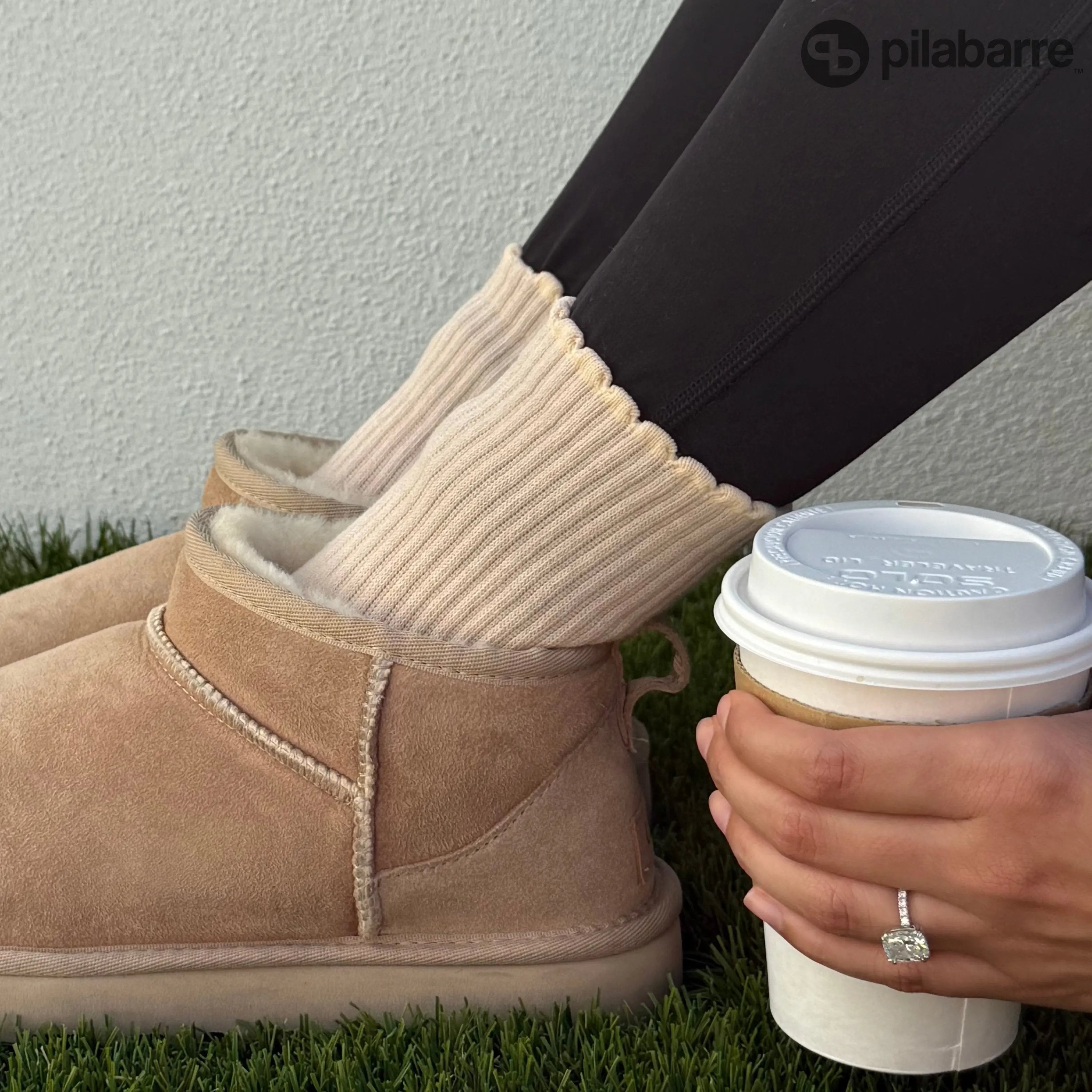 PILA Plain Best Cream Grip Socks My Store