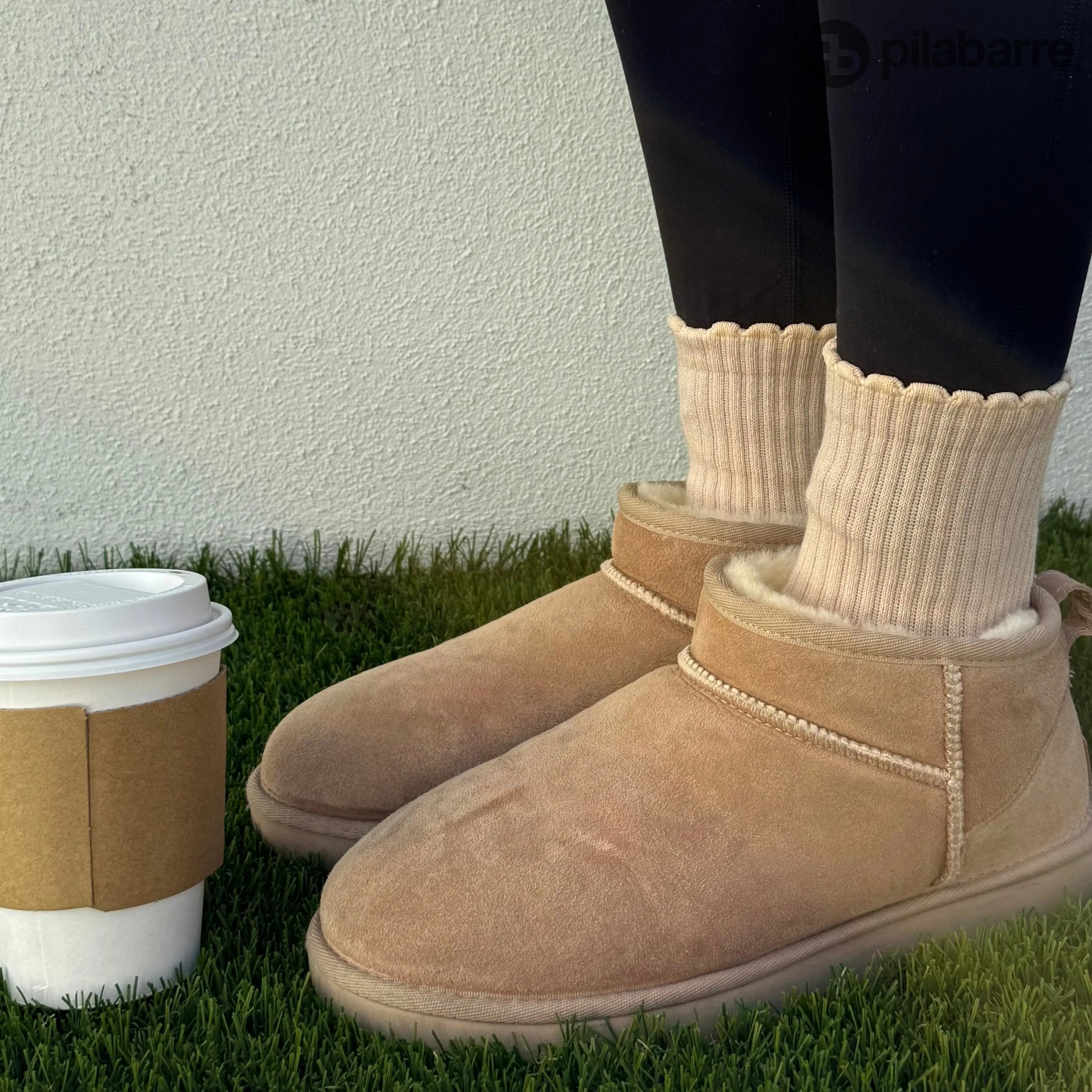 PILA Plain Best Cream Grip Socks My Store