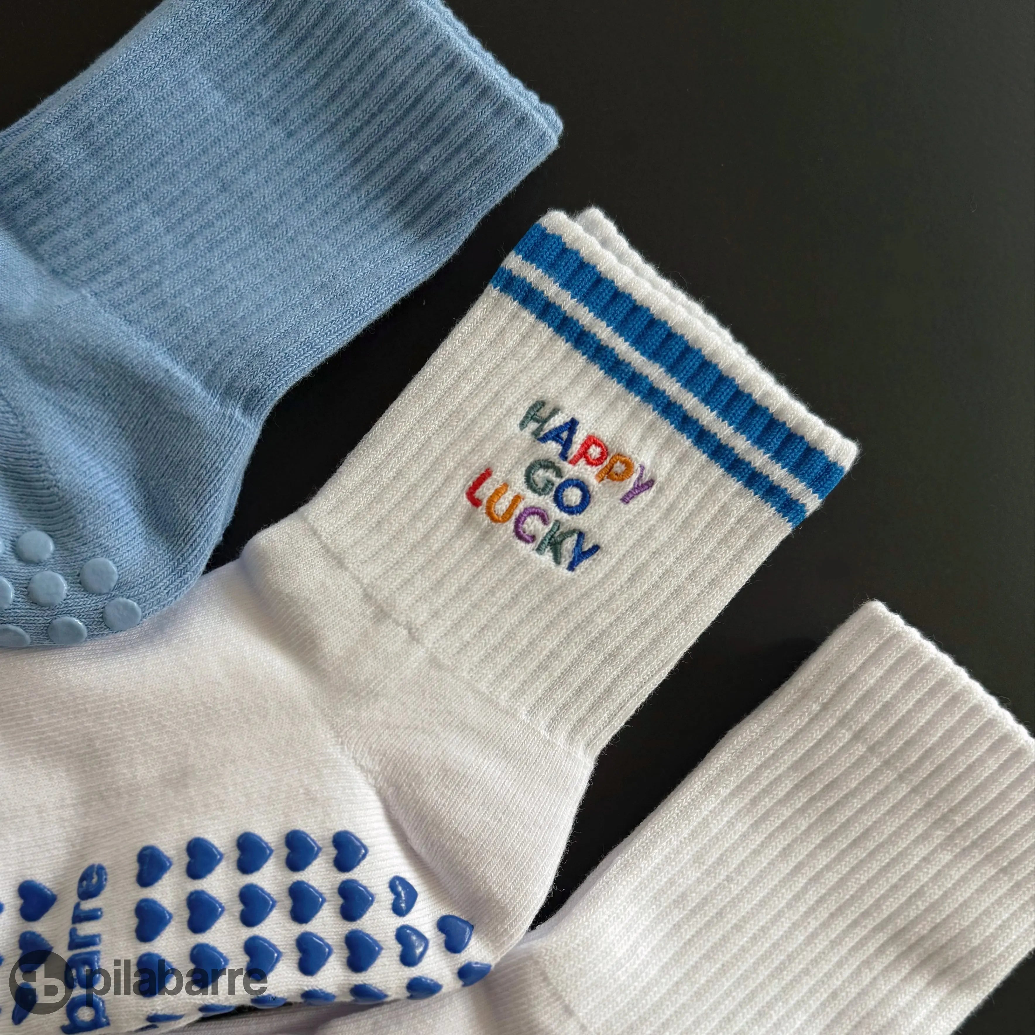 PILA Plain Best Grip Sock - Blue Socks My Store Pila-Barre PILA Plain Best Grip Sock - Blue