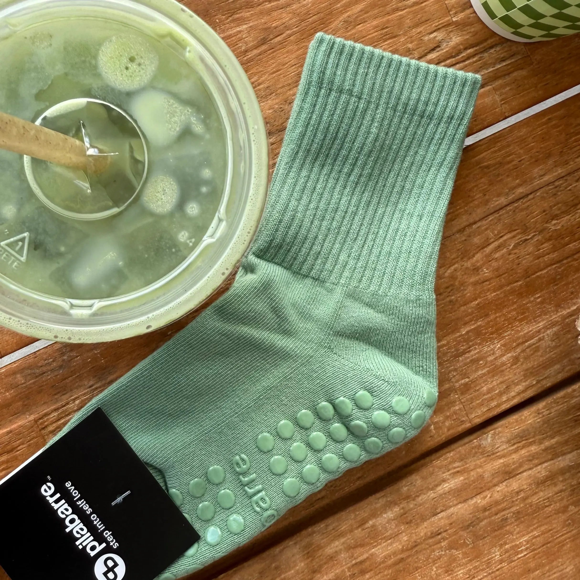PILA Plain Best Grip Sock - Matcha Green Socks My Store Pila-Barre PILA Plain Best Grip Sock - Matcha Green