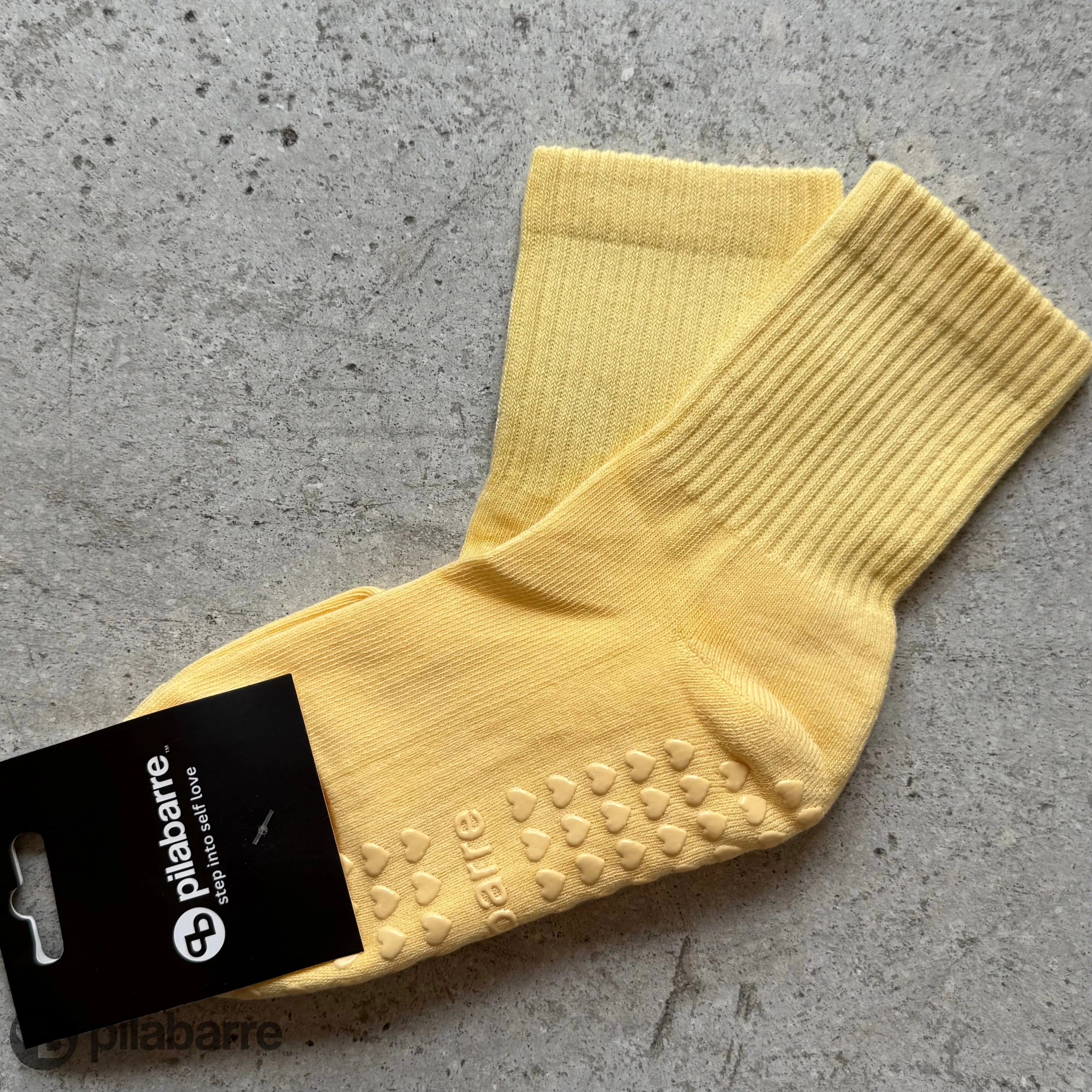 PILA Plain Best Grip Sock - Butter Yellow Socks My Store Pila-Barre PILA Plain Best Grip Sock - Butter Yellow