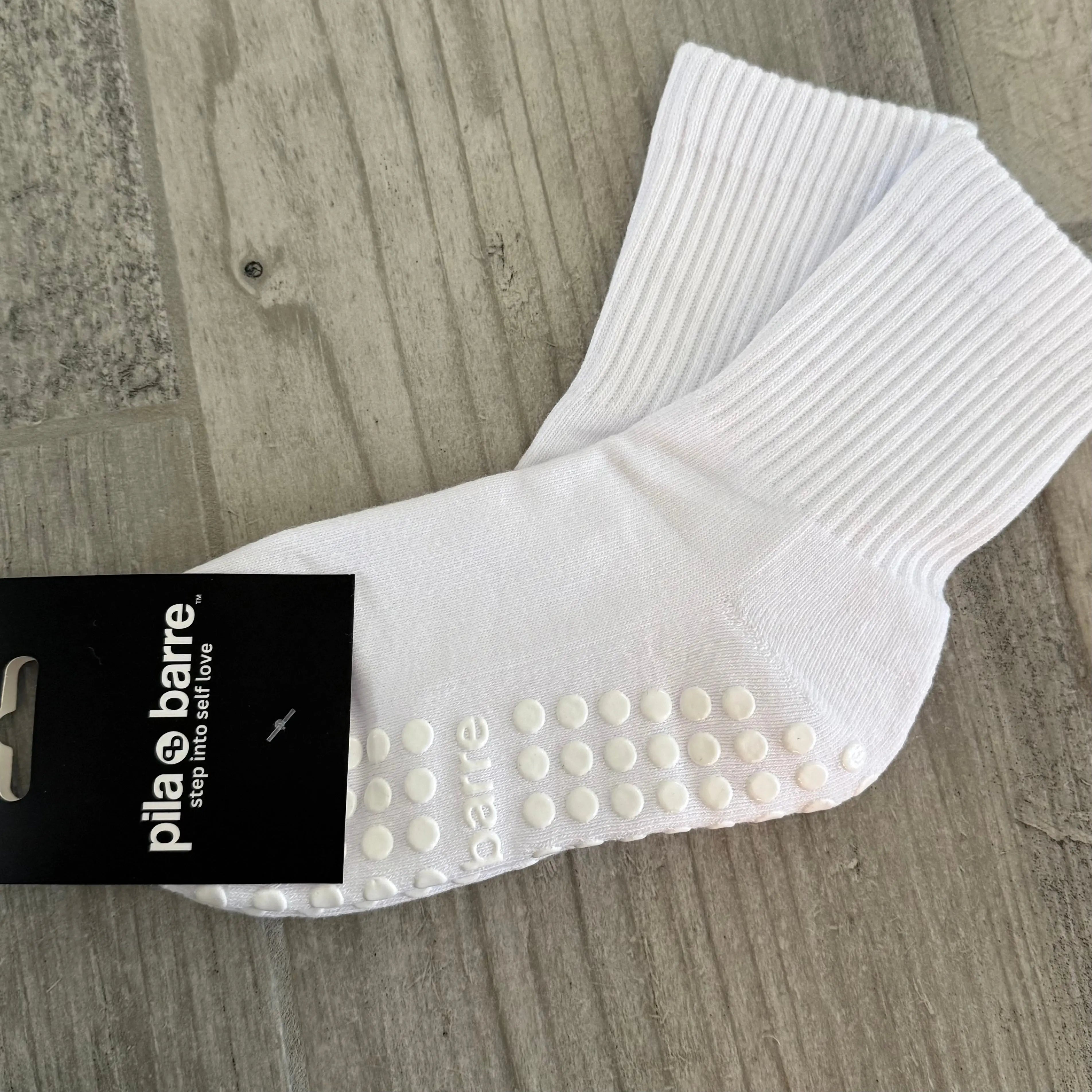 PILA Plain Best White Grip Sock Socks My Store Pila-Barre 