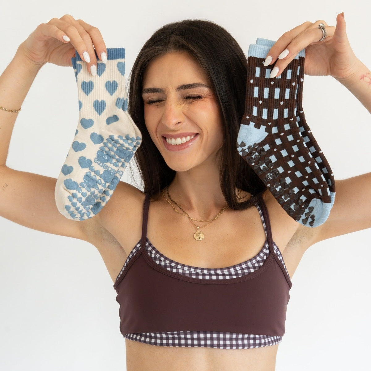 Blue Heart Grip Socks