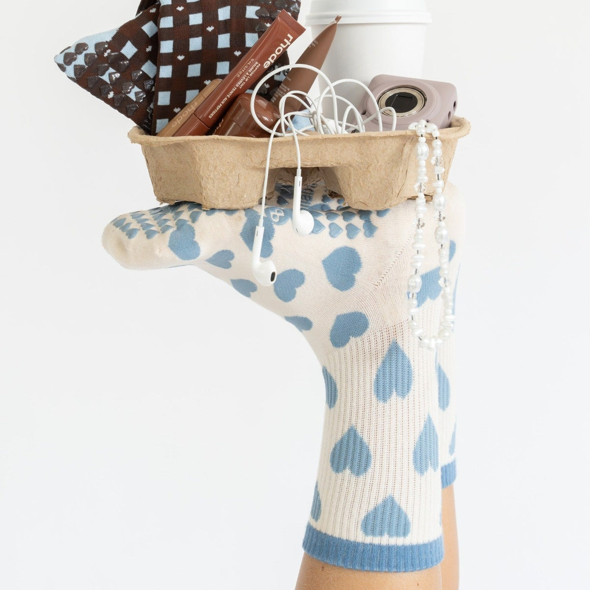 Blue Heart Grip Socks