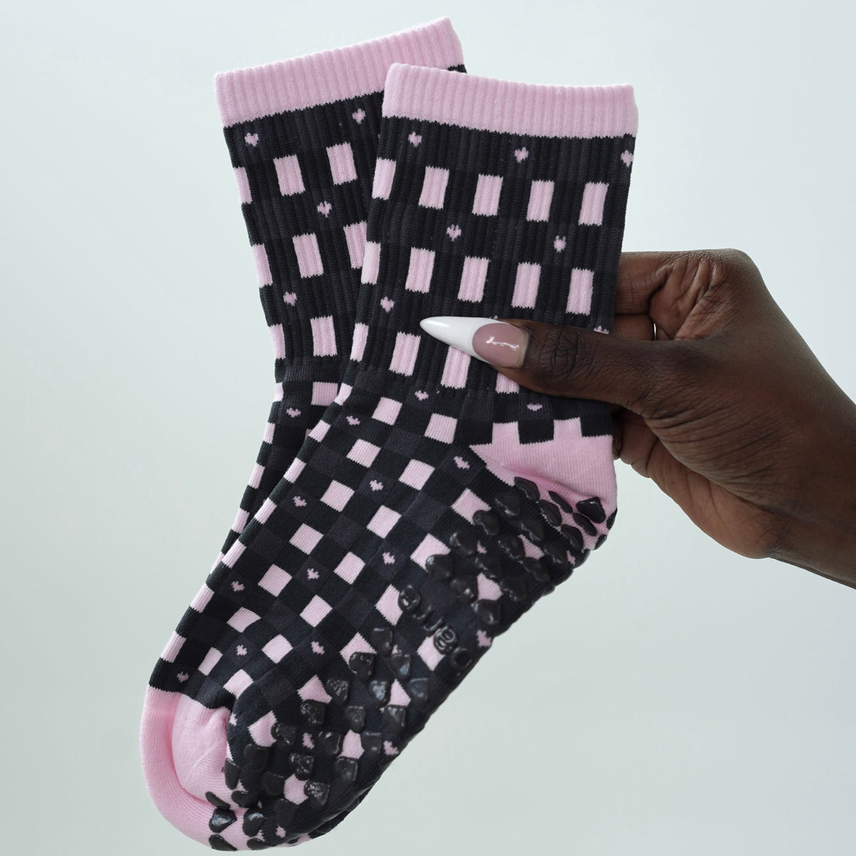 Pink Plaid pilates Socks 2