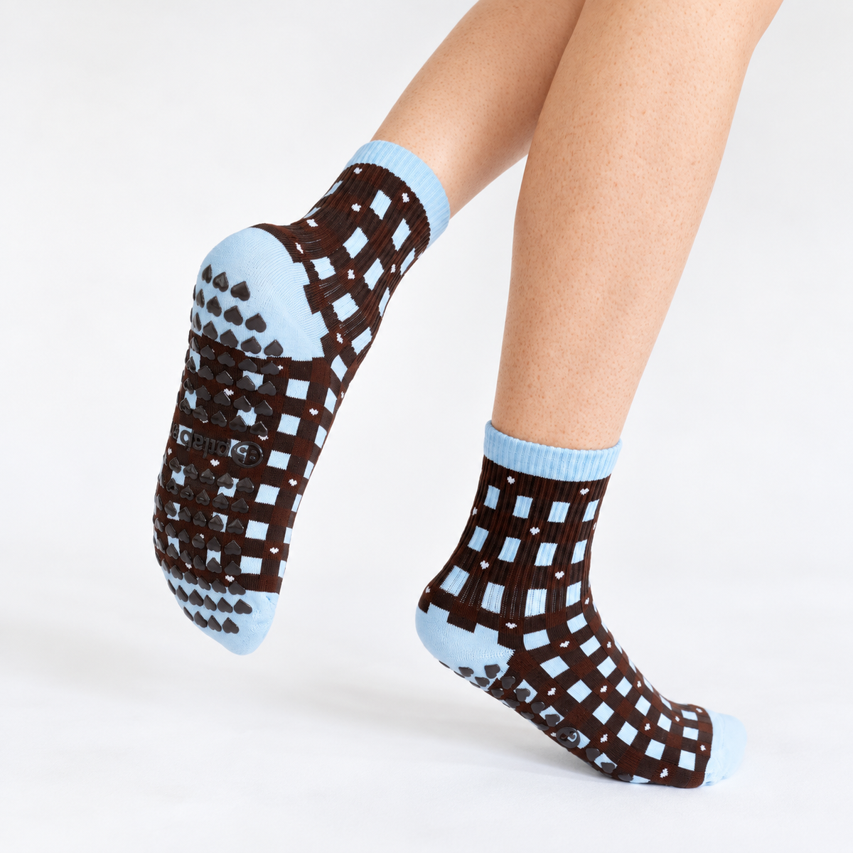Blue Plaid Grip Socks