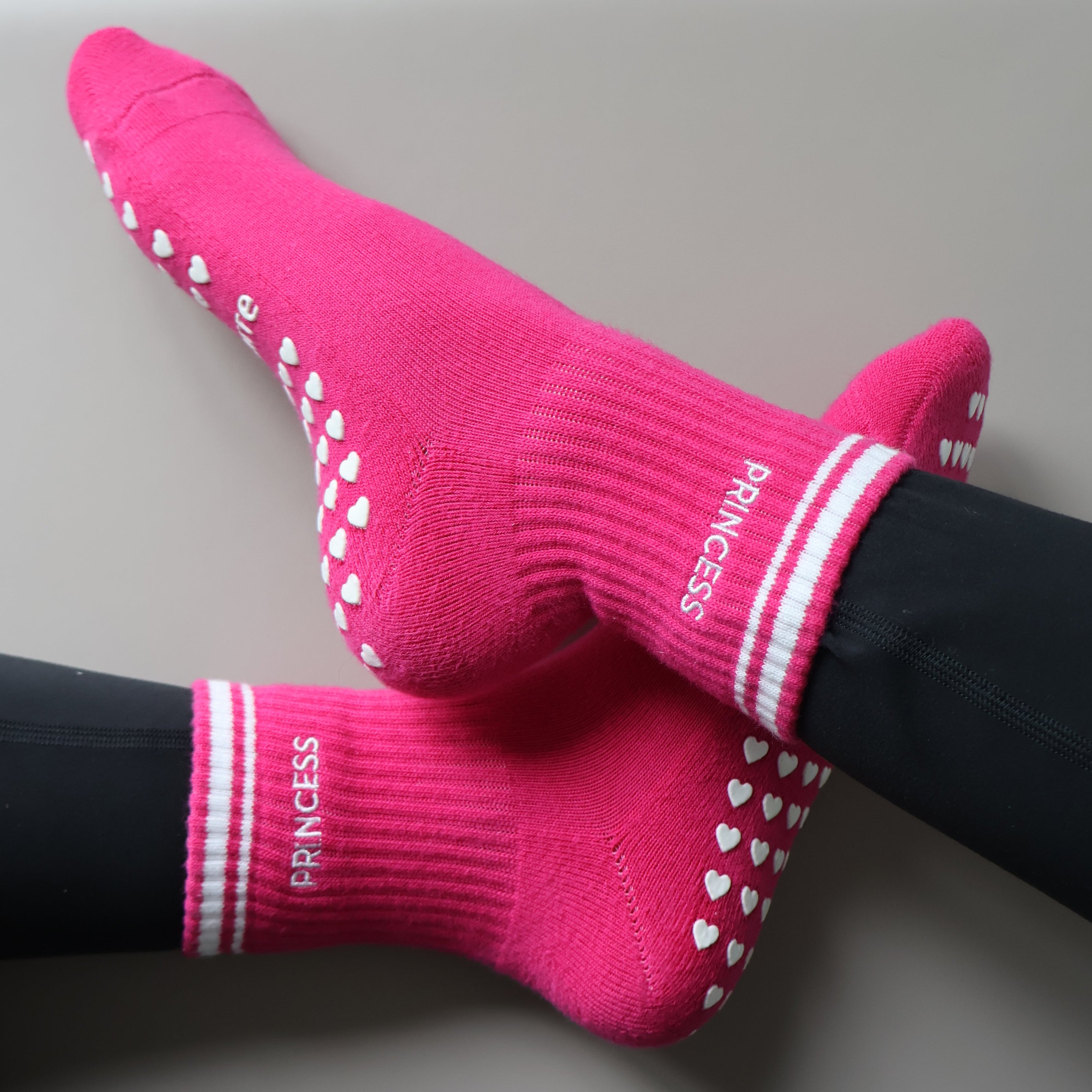 Princes Grip socks in hot pink pilates socks