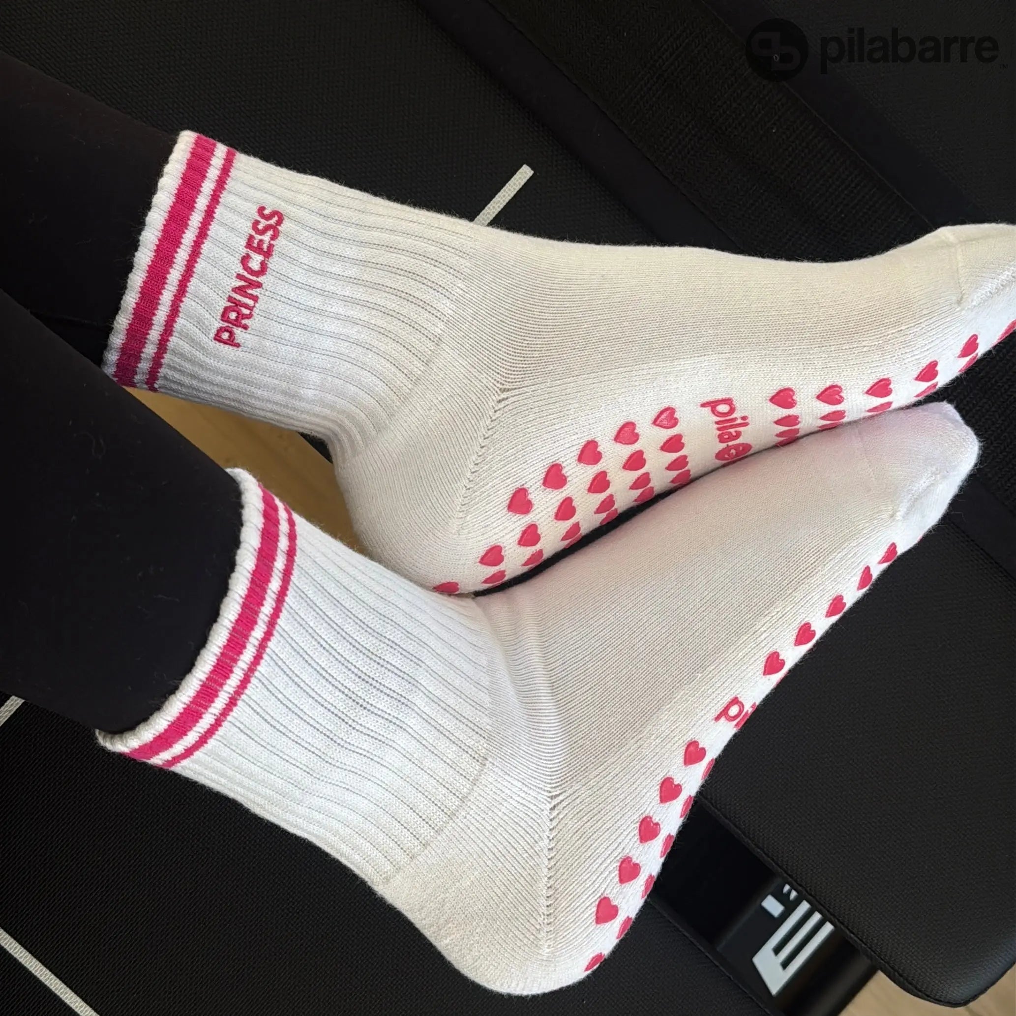 Princess Pilates socks on reformer
