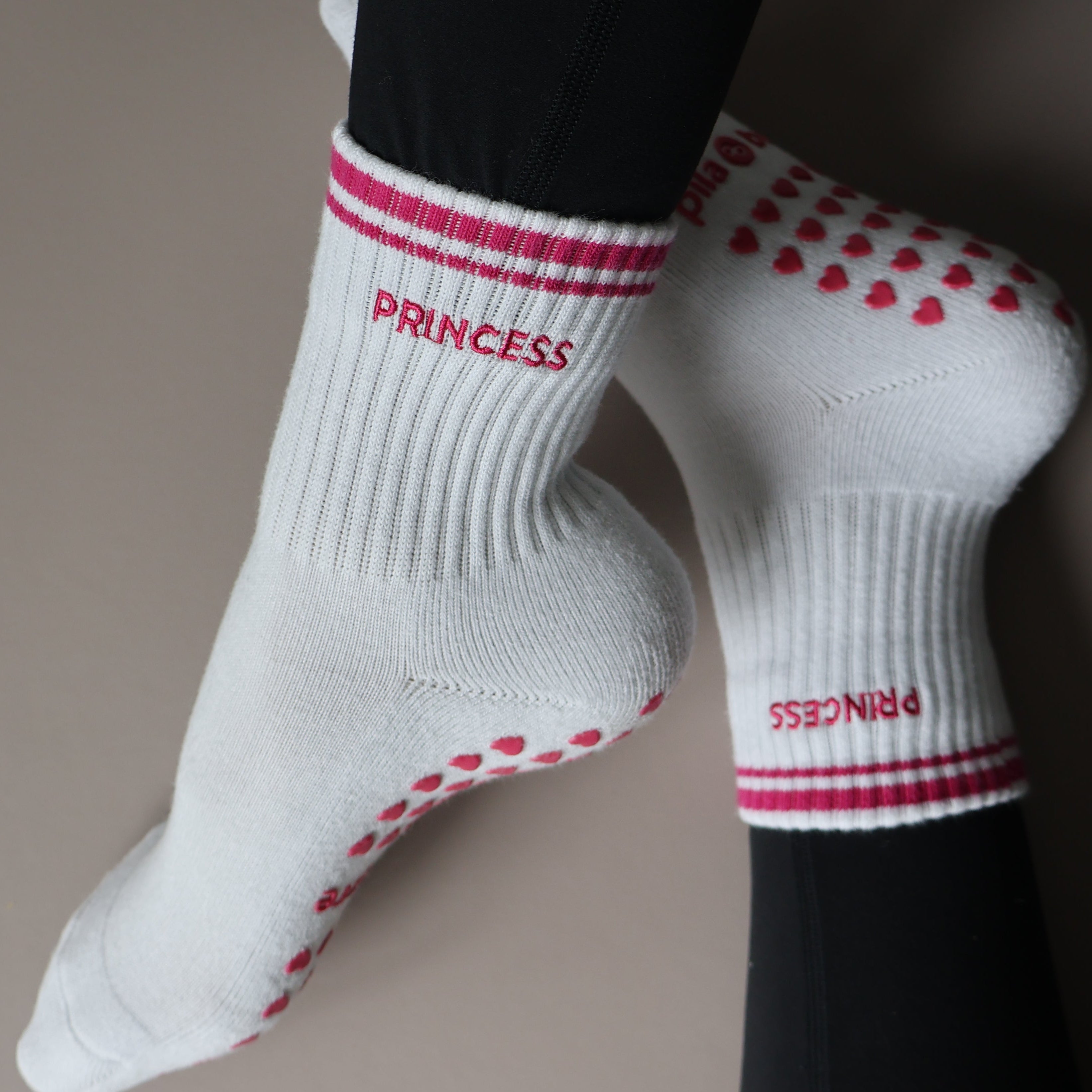 Princess Grip socks in white and pink