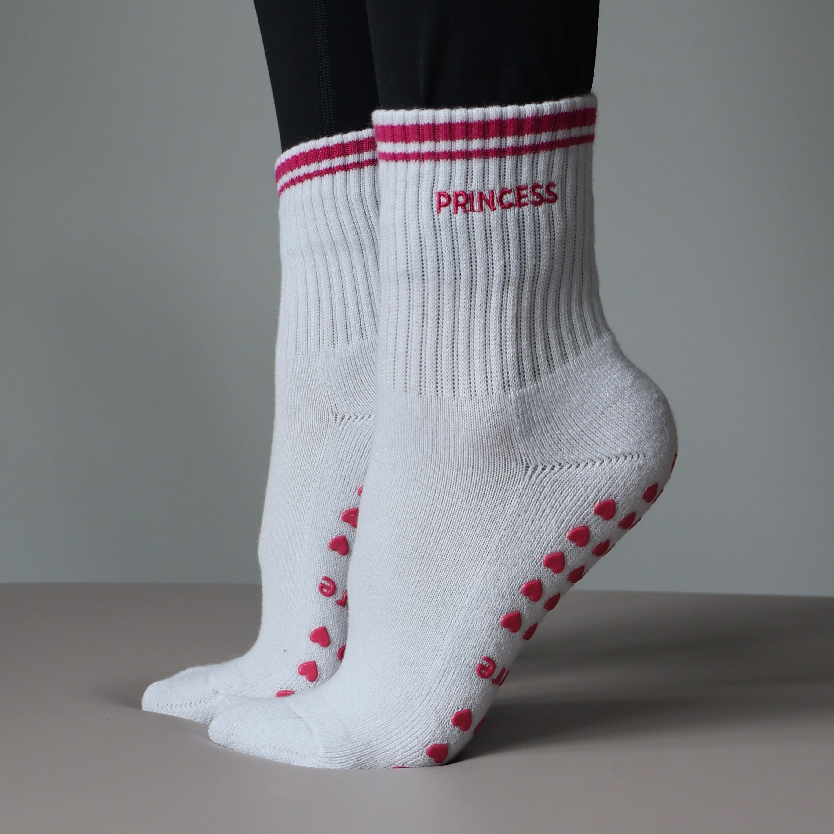Princess barre socks in white and pink