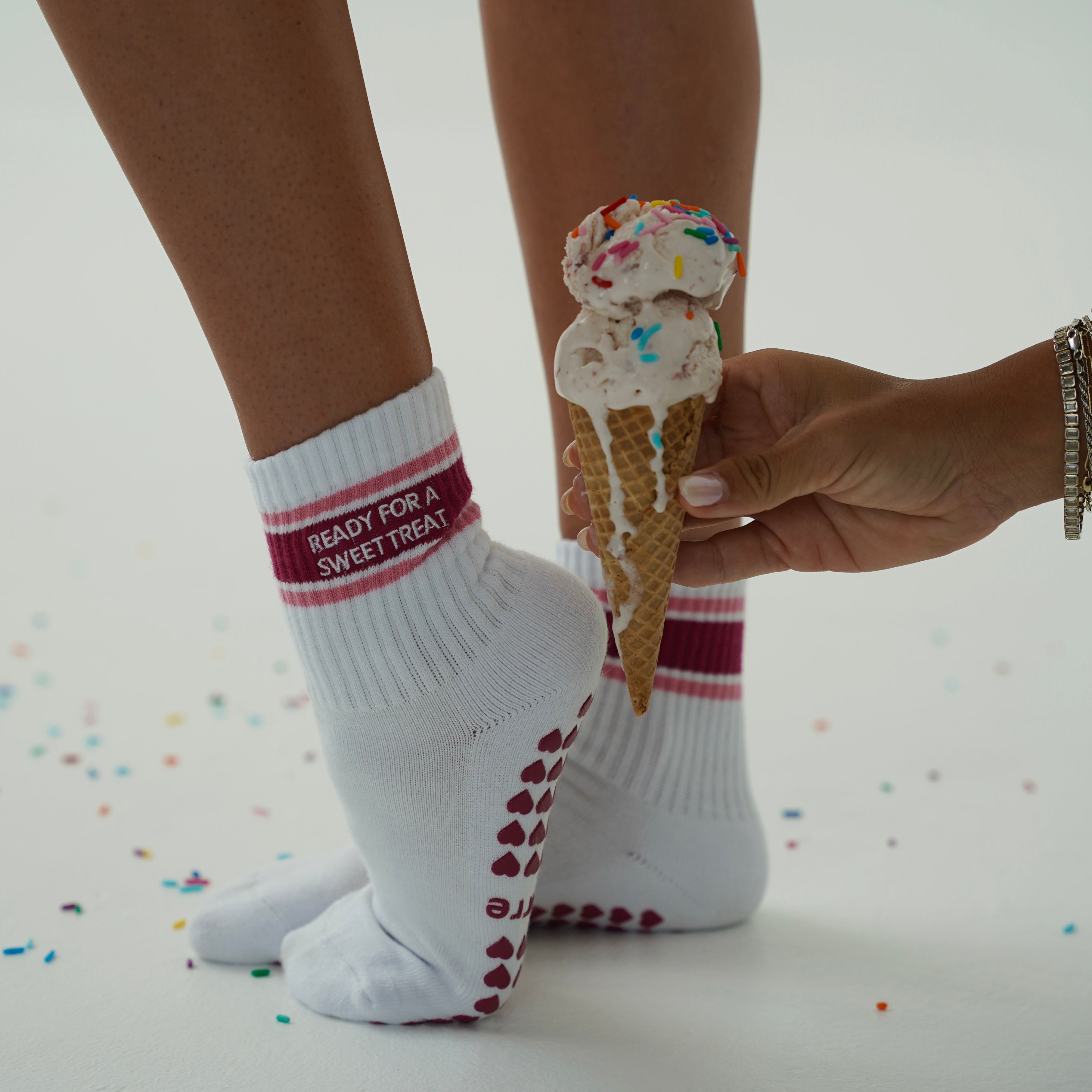 Ready For a Sweet Treat Grip Socks - ice cream