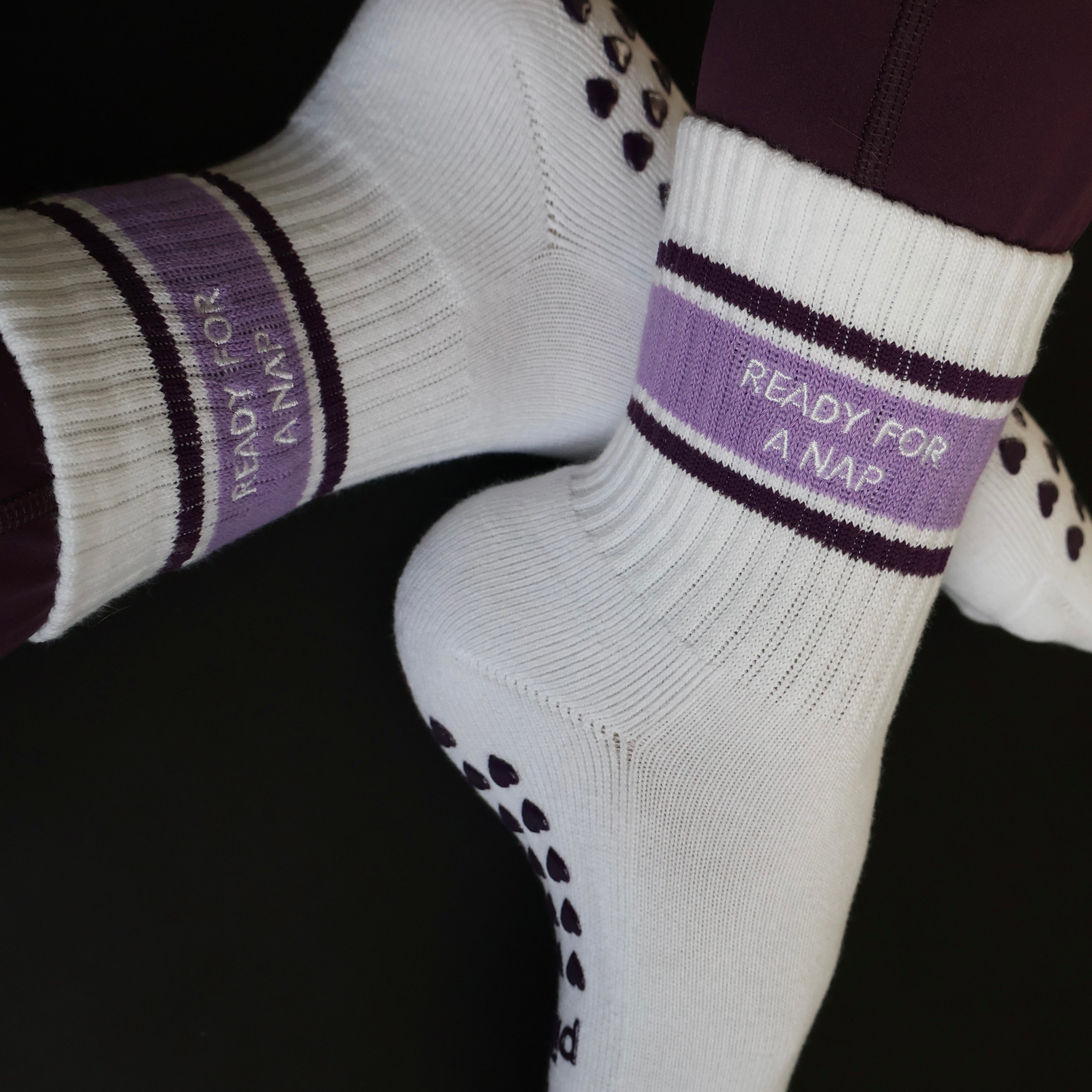 Ready for a Nap Pilates Socks- purple