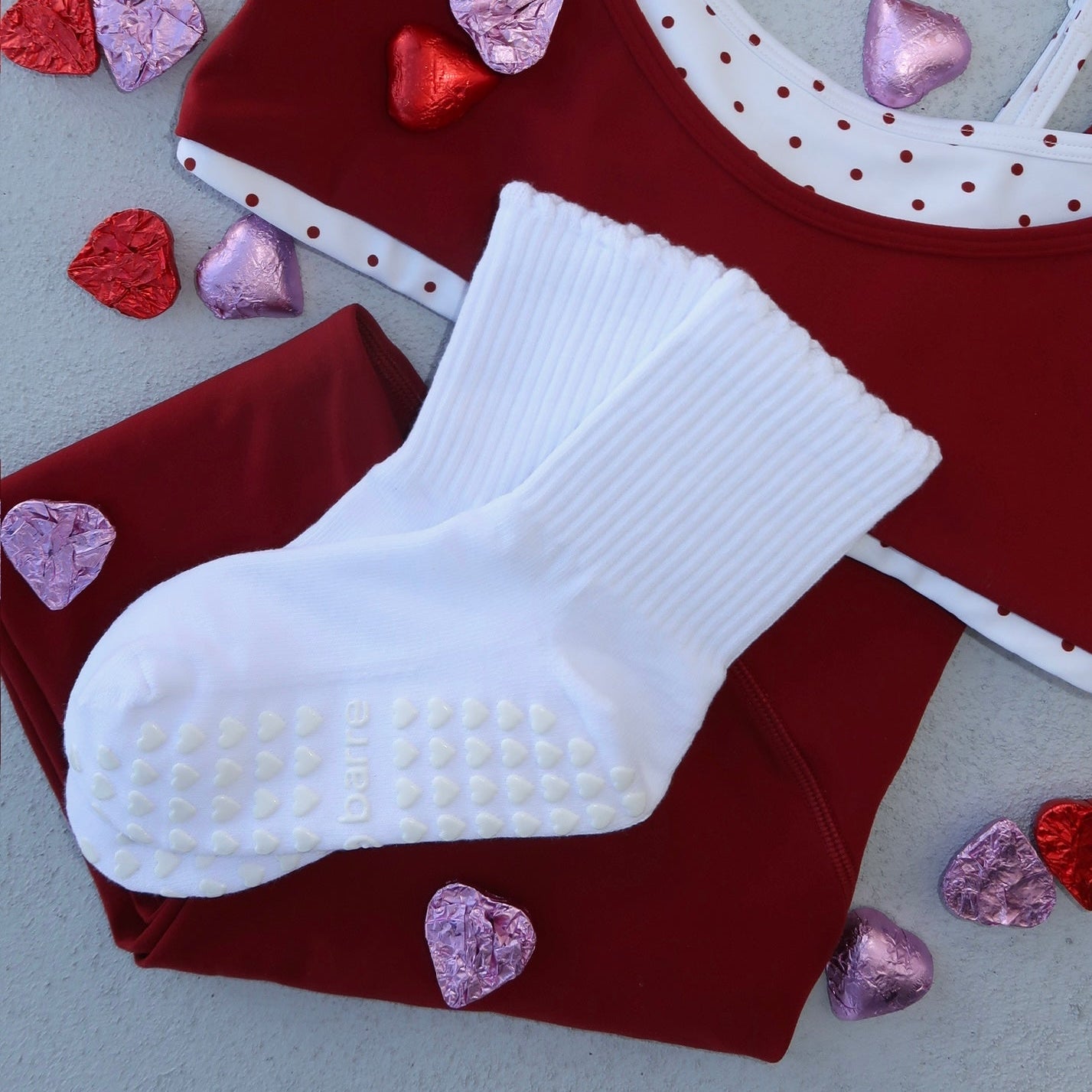 White Ruffle Pilates Socks