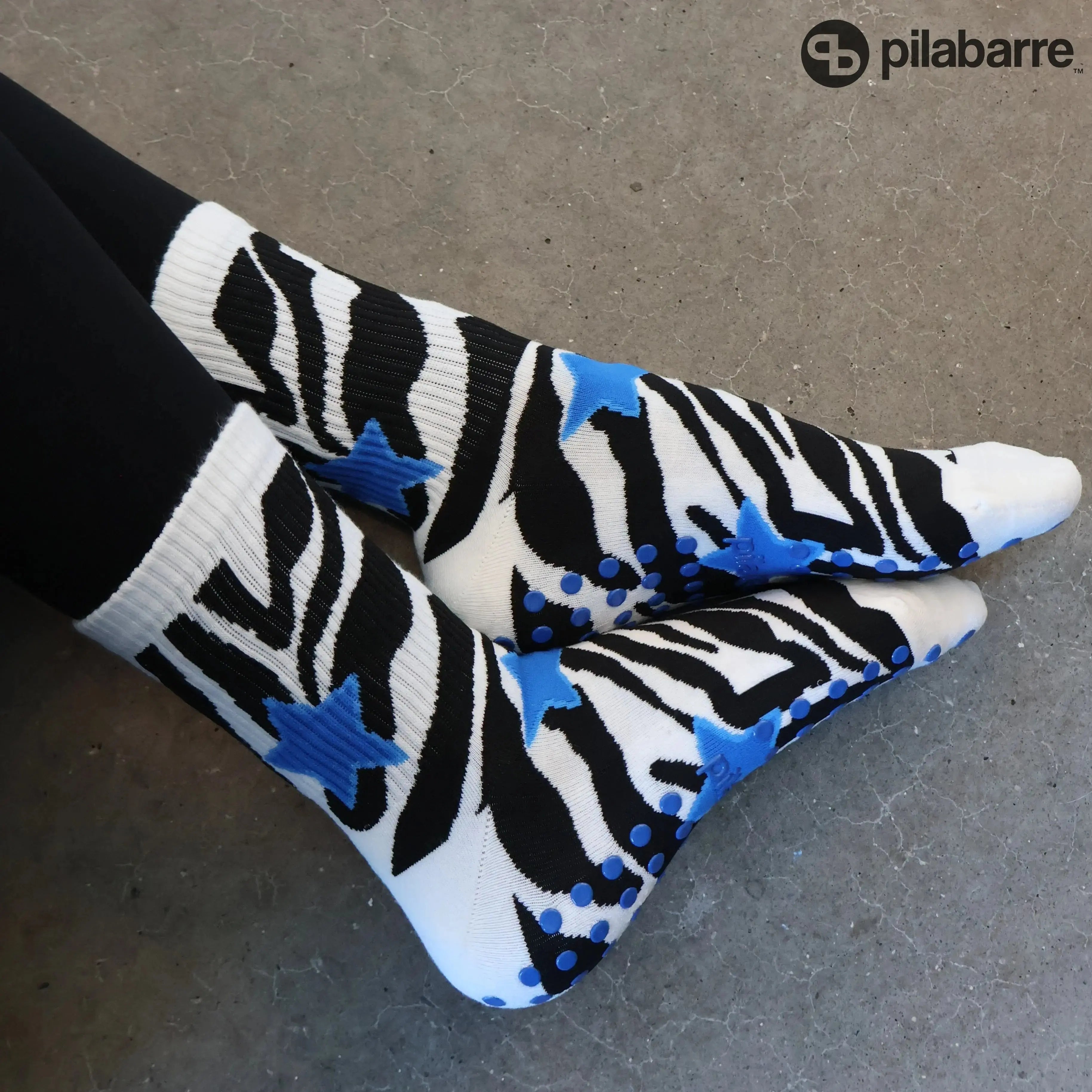 zebra print grip socks - fun grip socks