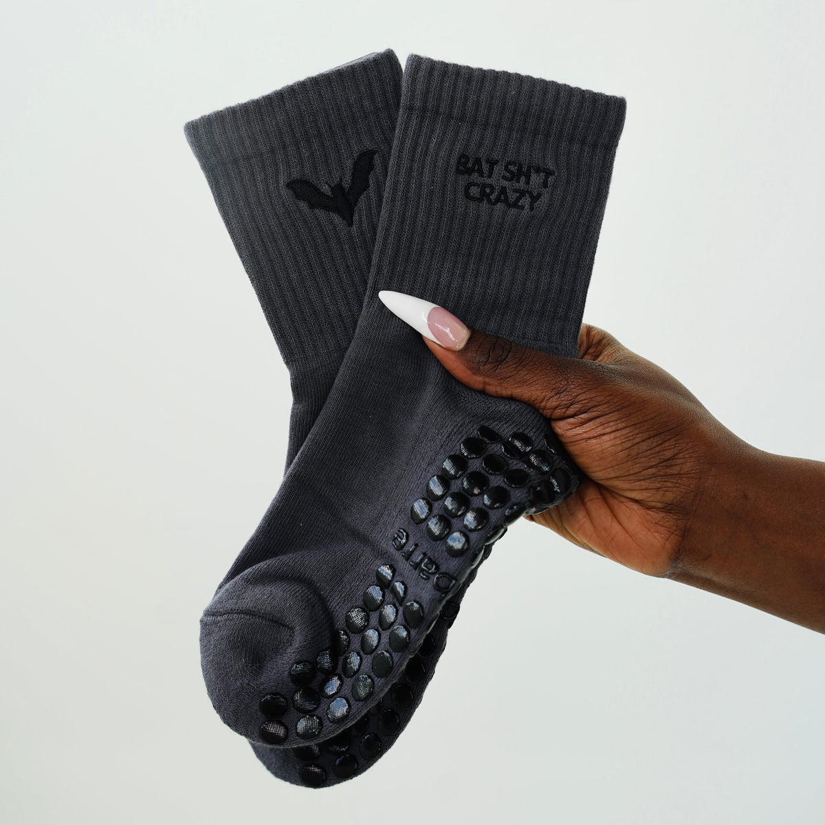 bat shit crazy pilates socks for halloween 