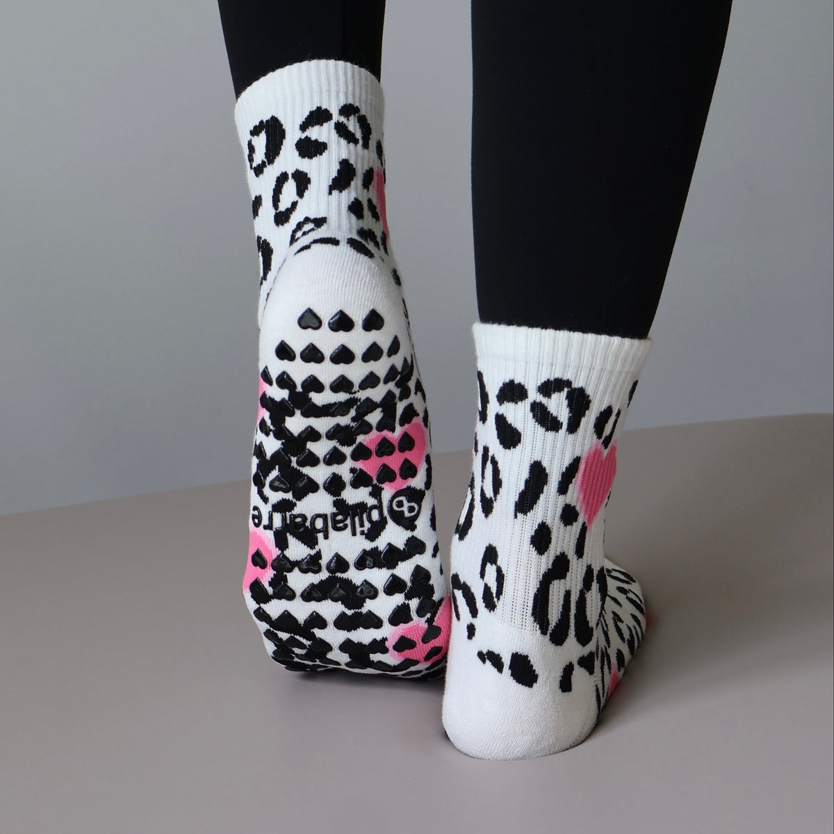 cute cheetah print grip socks