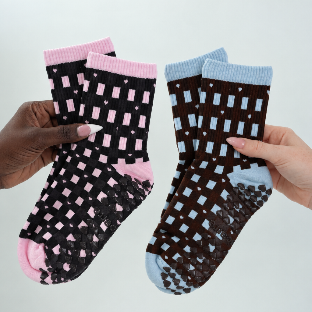 pretty in plaid grip socks