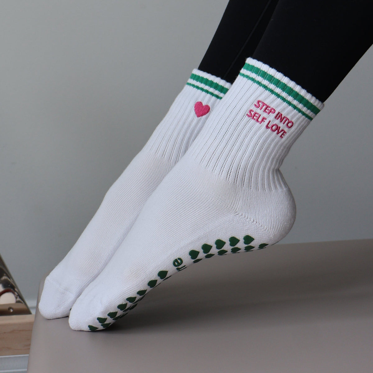 step into self love grip socks for pilates