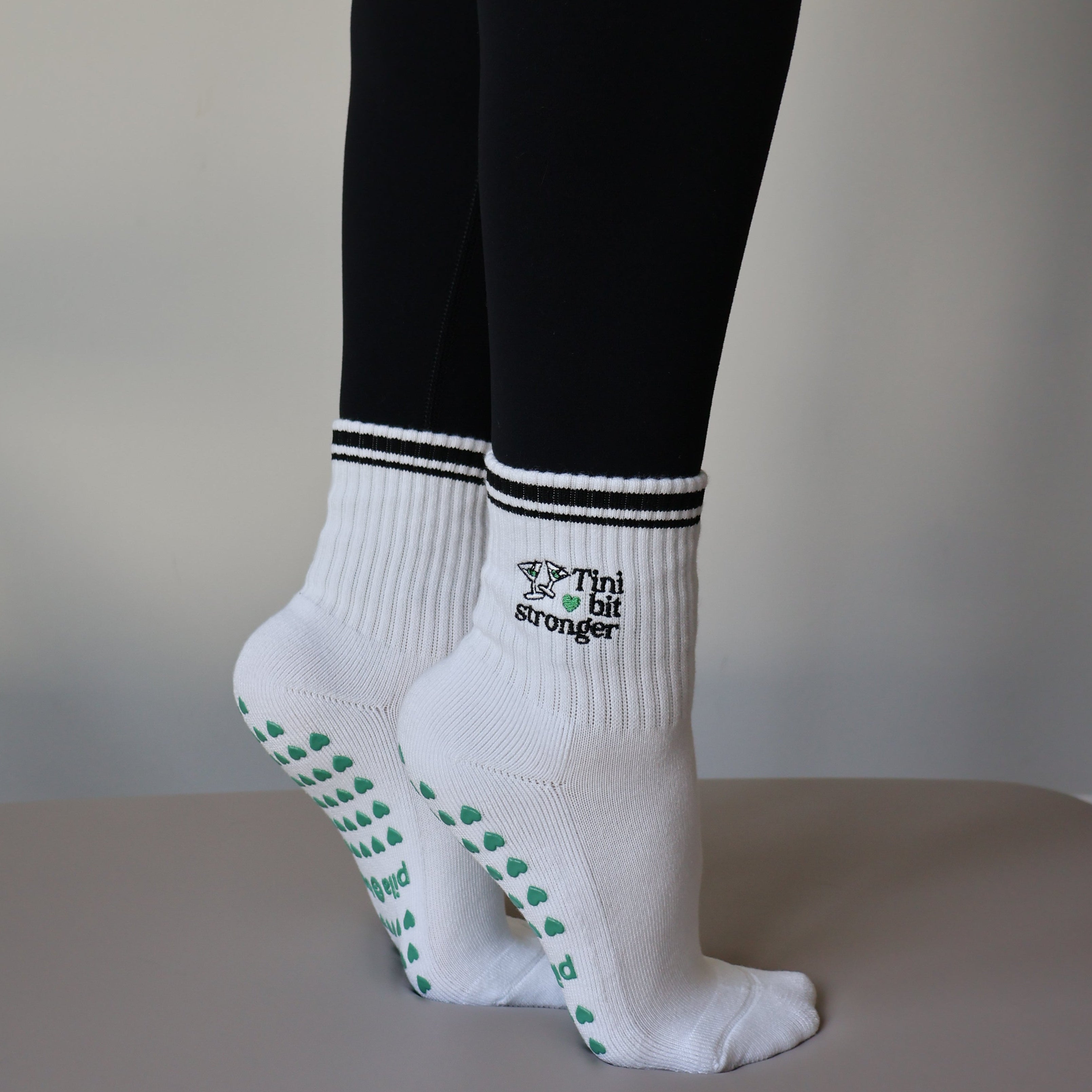 tini bit stronger pilates socks with martinis